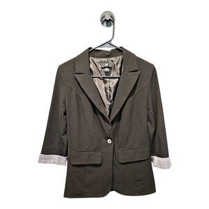 Vintage Y2k Single Button Black Pinestripe Blazer Jacket Small Office Siren